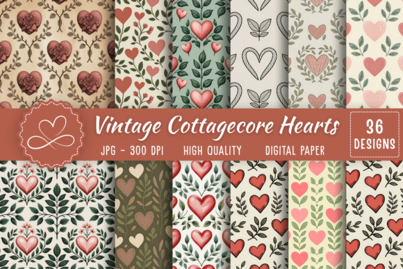 Download Vintage Cottagecore Heart Leaves - Premium Bundle